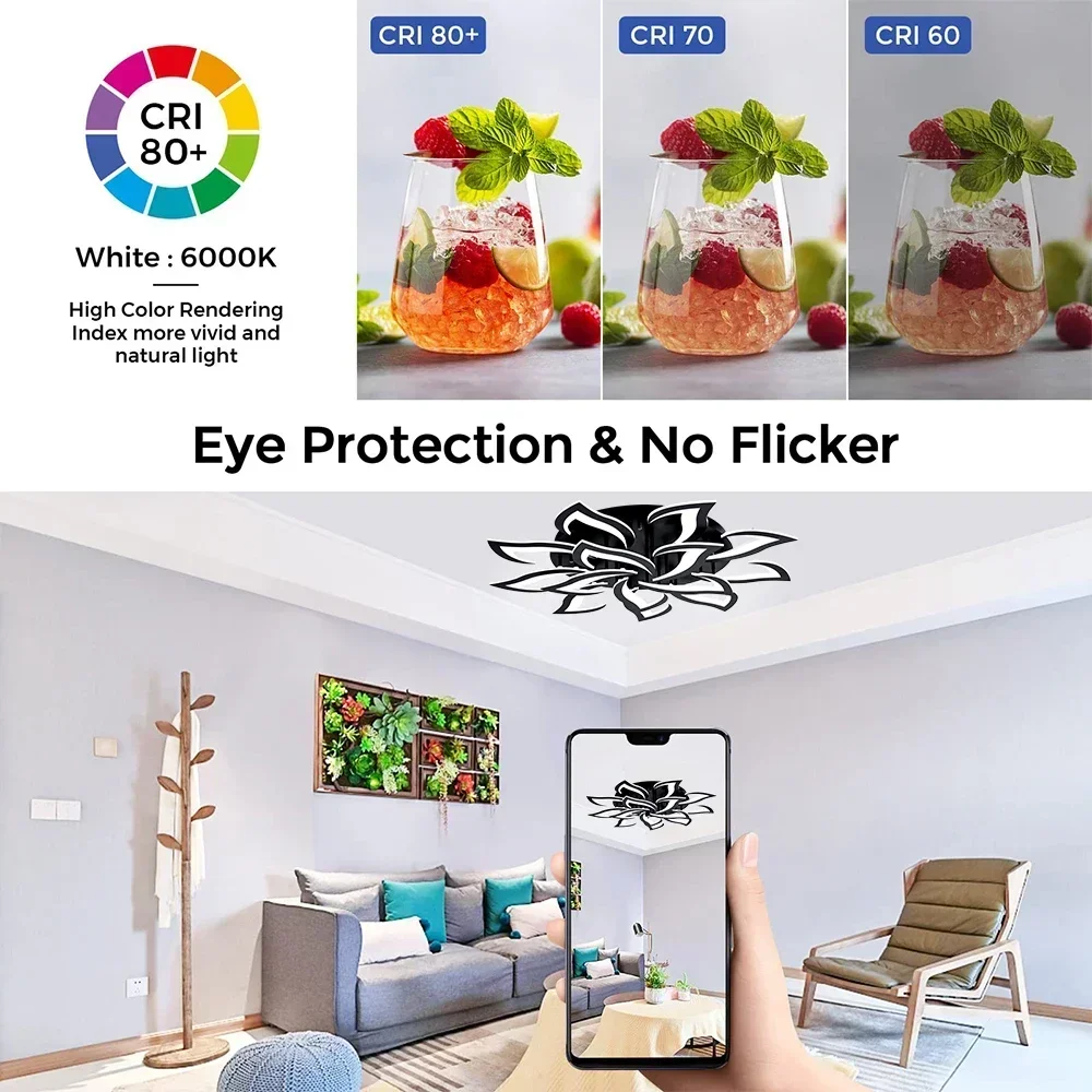 Lustre de pétala LED para sala - Interior Design Remote avaliação e preço